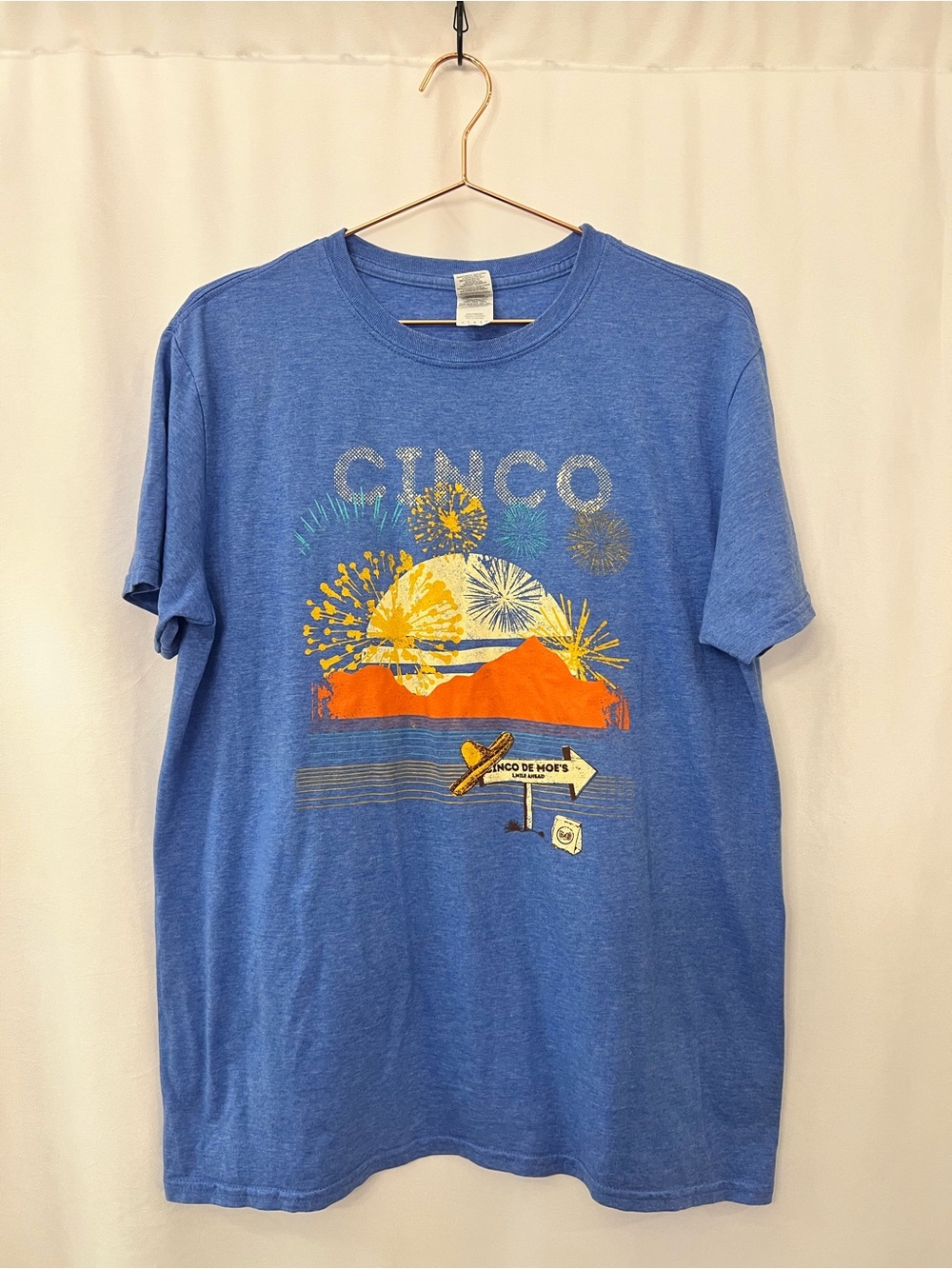 Cinco de Mayo Moe’s Graphic Tee Blue Men's T-Shirt Size Large